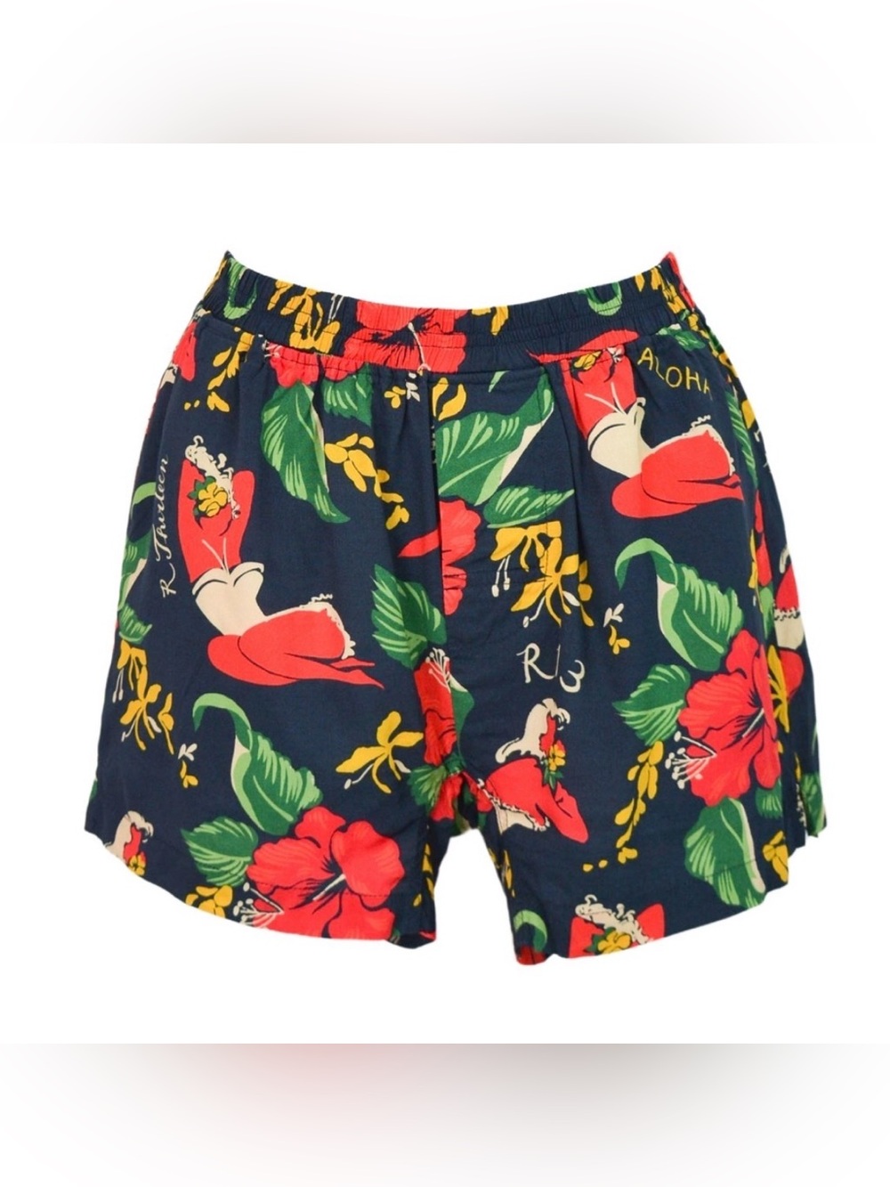 R13 Boxer Shorts in color Red Lady, navy blue and red aloha shorts Size L